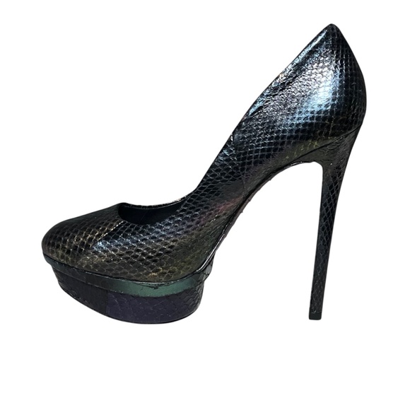 Brian Atwood Ferguson Iridescent Snakeskin Print Leather Platform Pumps Size 8 - Picture 6 of 15